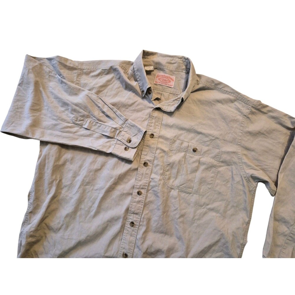 VTG CC Filson L Mens Khaki Beige Button Down Shirt Quick Dry Work Lightweight